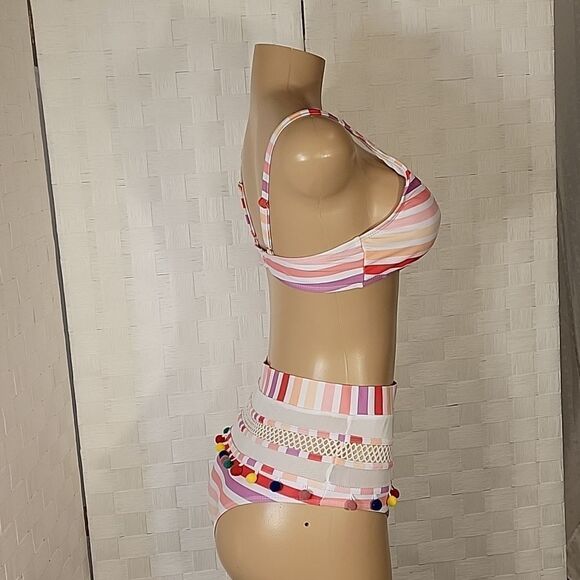 BRAND NEW ROSA SECRET  TWO PIECE HIGH WAIST BIKINI SET SPRINT TASSEL SWIMSUITS - Picture 10 of 14